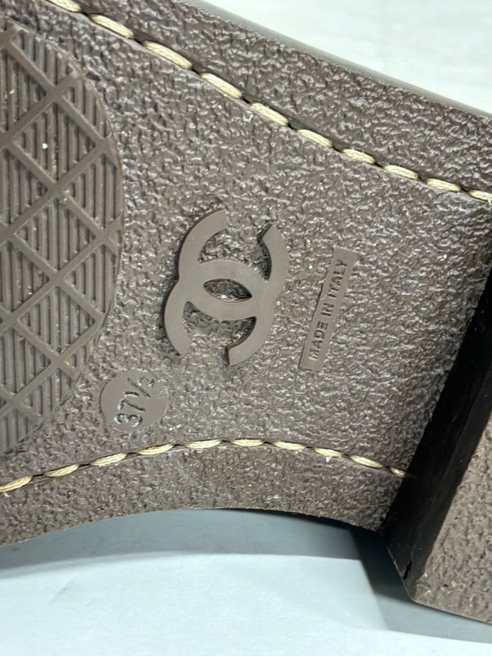 Vintage 90's CHANEL CC Logo COMBAT Biker Moto Brown Lace Up Leather Boots  37.5 - Picture 9 of 16